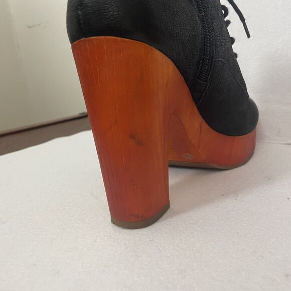 Lucky Brand Tafari Black Leather Platform Heeled Booties Women's Size 9 - Picture 12 of 15
